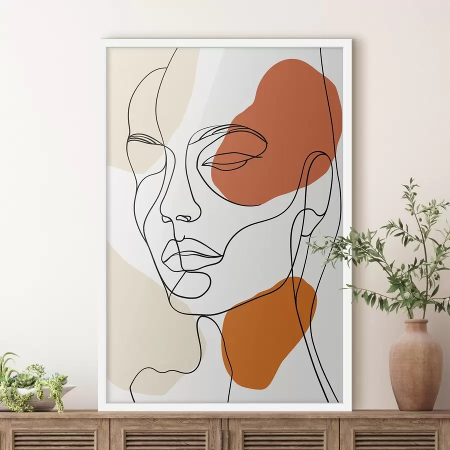 Fototapete Abstrakte Gesichter, lineare Zeichnung f48569