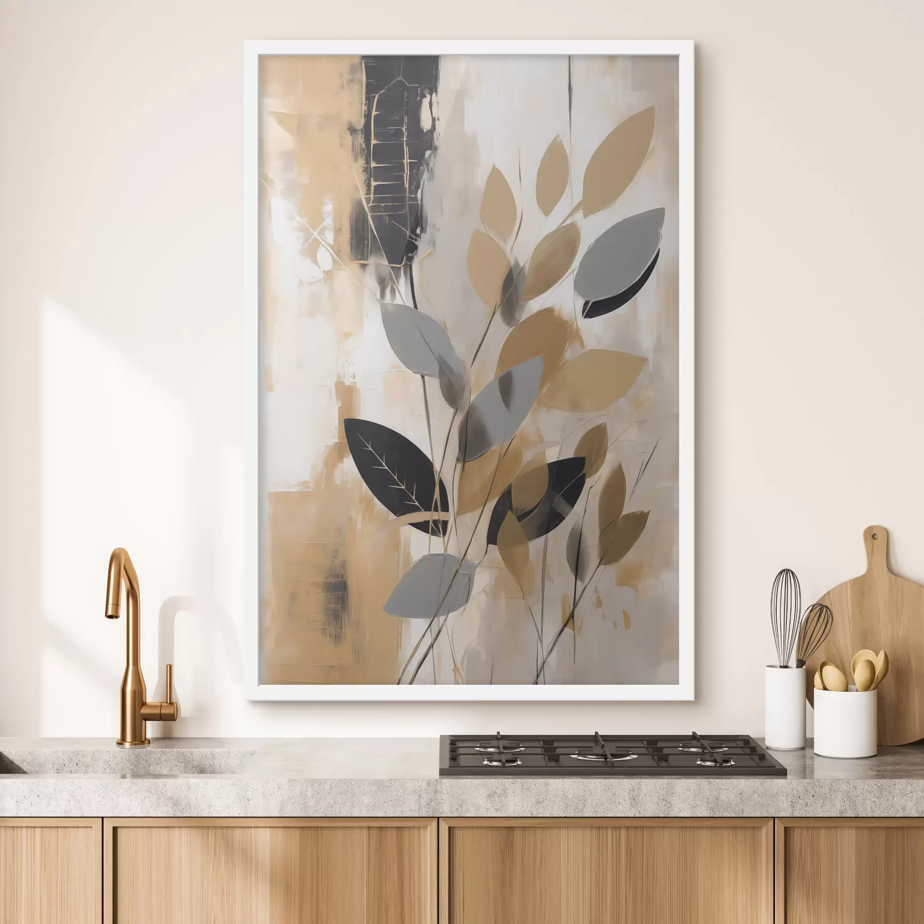 Fototapete Eine Abstraktion mit einem Zweig voller Blätter f48609