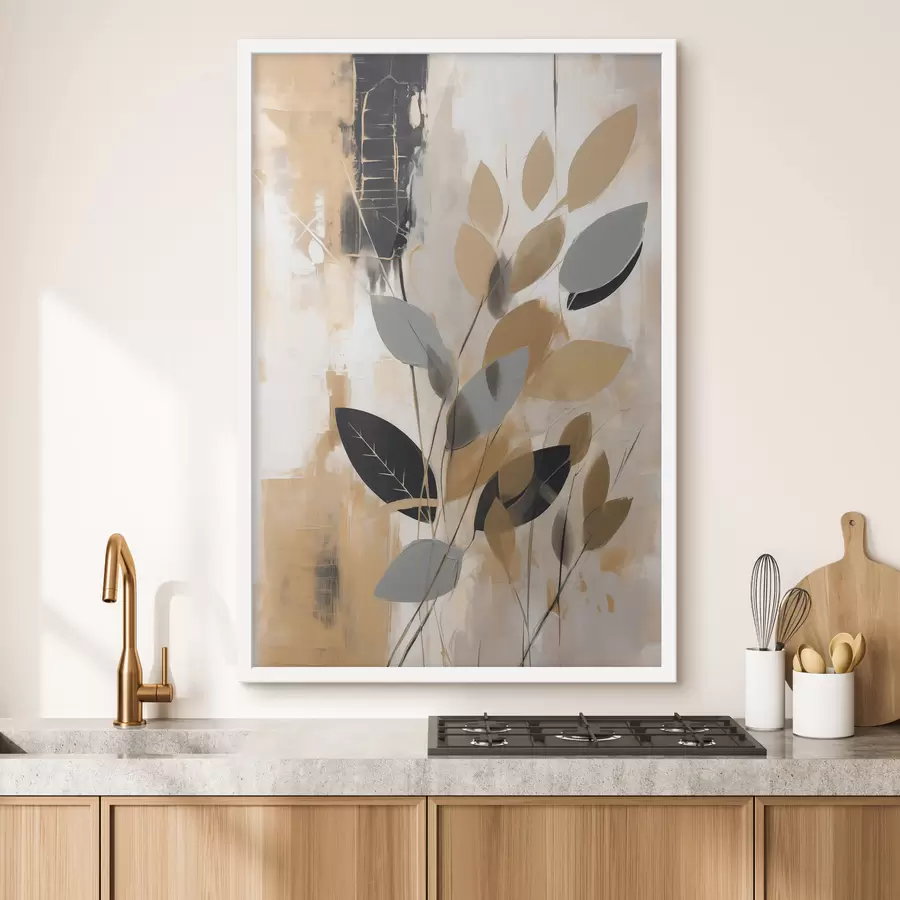 Fototapete Eine Abstraktion mit einem Zweig voller Blätter f48609