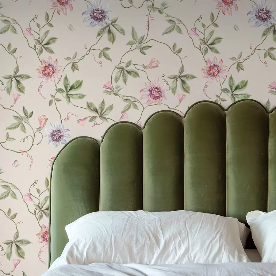 Fototapete Muster mit exotischen Blumen und Ranken a01131