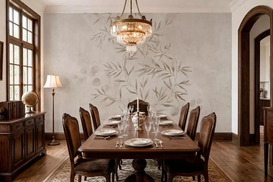 Fototapete Botanisches Muster in Beige- und Brauntönen w05424v2