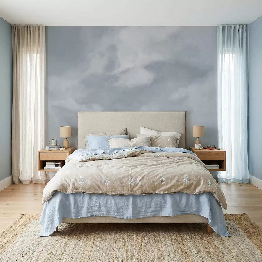 Fototapete Weicher, wolkiger Hintergrund in hellen Grautönen w05426v1