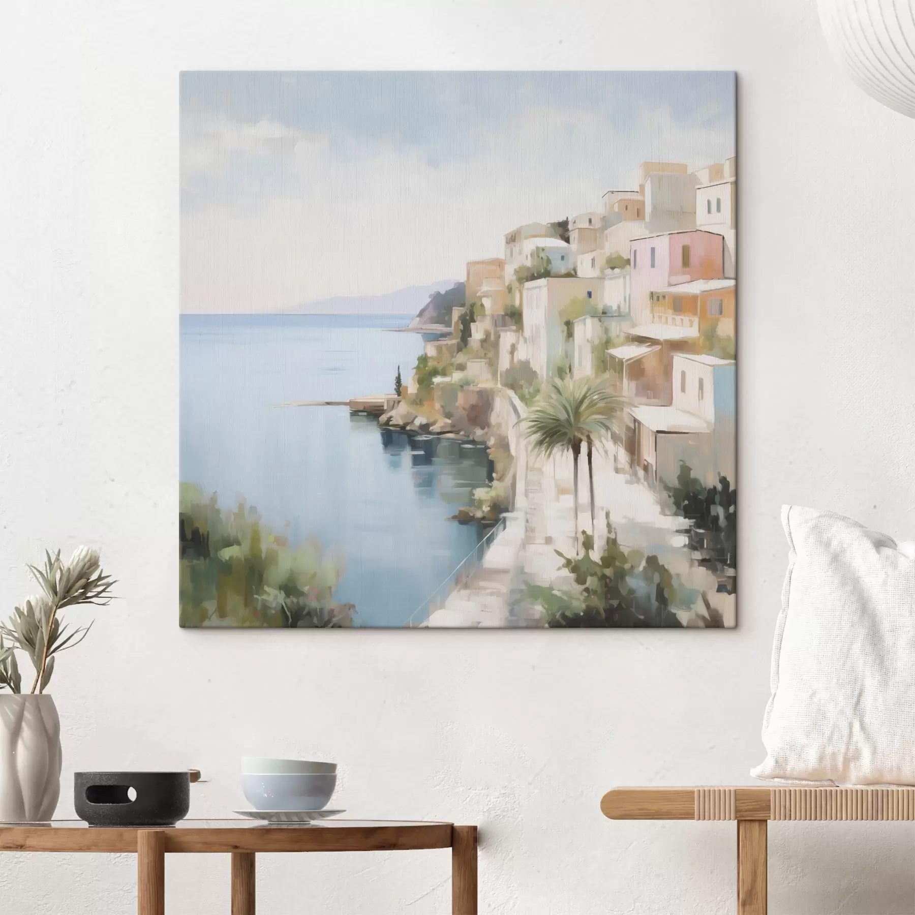 Wandbilder Stadtansicht am Meer, nach einem Gemälde s48674