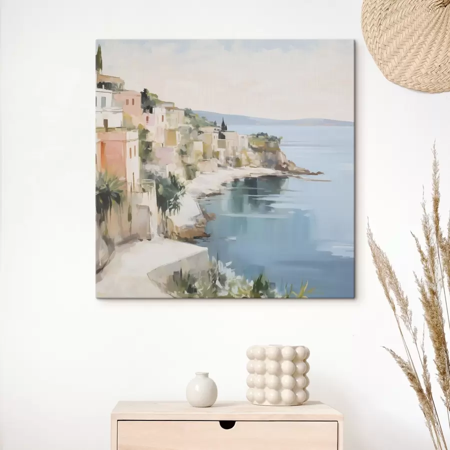 Wandbilder Landschaft einer Küstenstadt – Nachahmung eines Gemäldes s48675