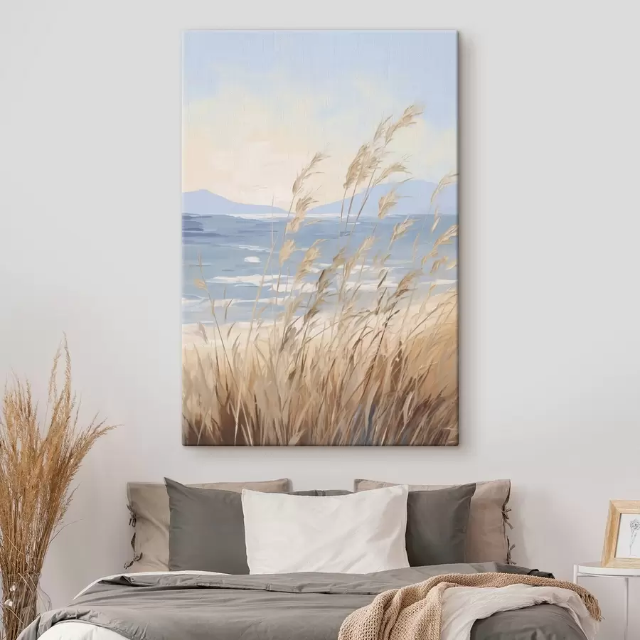 Wandbilder Gemälde, das eine Küstenlandschaft nachbildet s48679