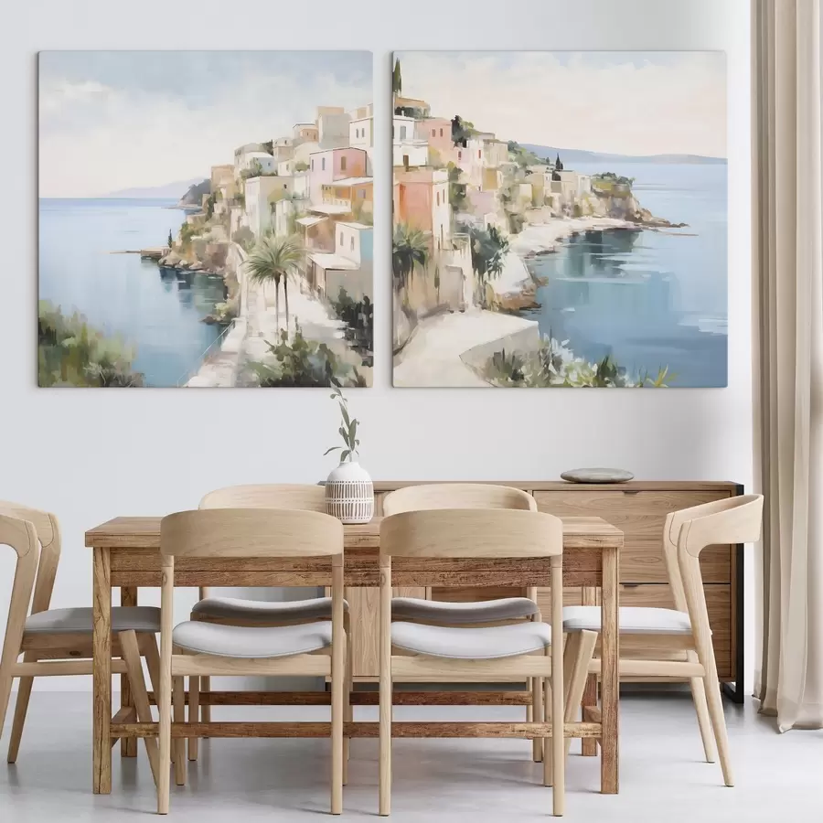 Wandbilder Stadtansicht am Meer, nach einem Gemälde m30295