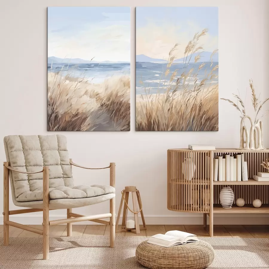 Wandbilder Gemälde, das eine Küstenlandschaft nachbildet m30297