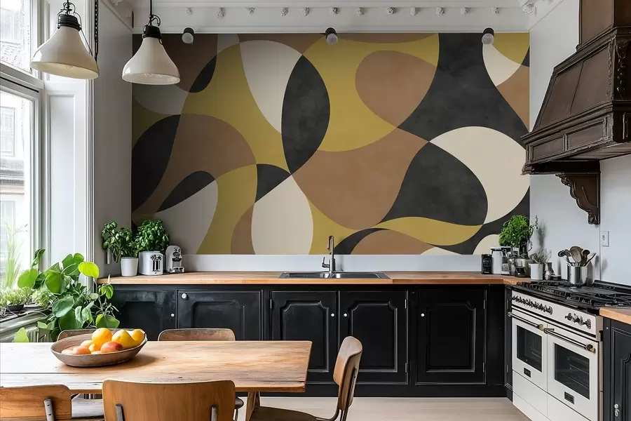 Fototapete Abstraktes Muster mit fließenden Formen und Kontrasten w05149