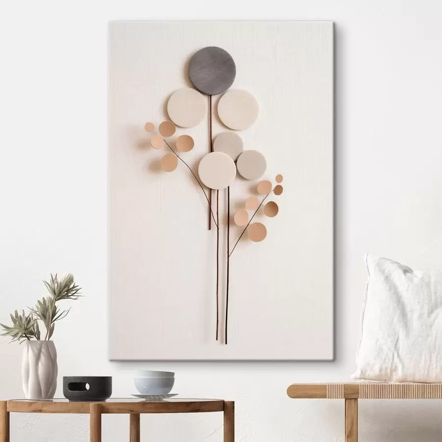 Wandbilder Schlichte, runde Formen an schlanken Stielen s48597