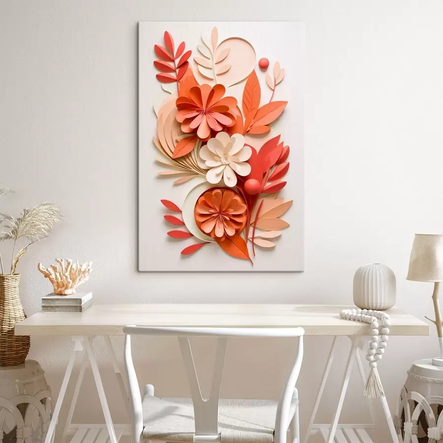 Wandbilder Ein fröhliches Blumenarrangement in warmen Farbtönen s48600