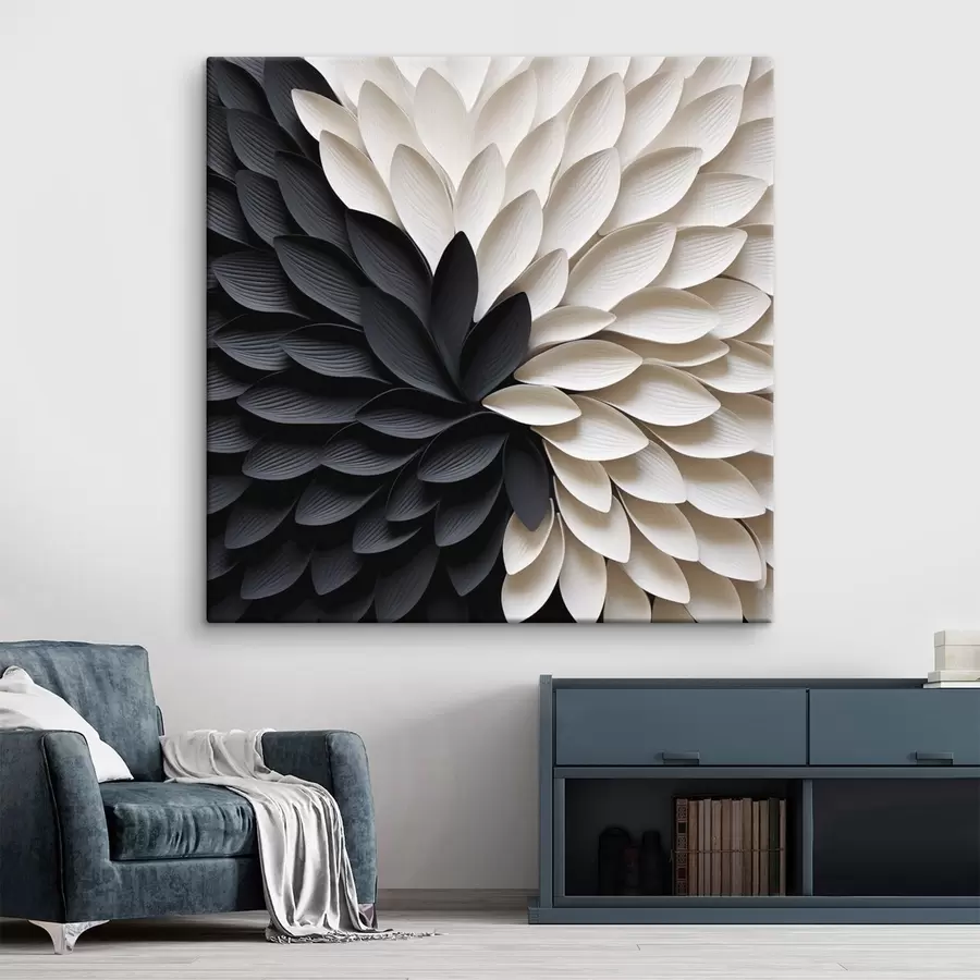 Wandbilder Kontrastierende helle und dunkle Blütenblätter in Blütenform s48604