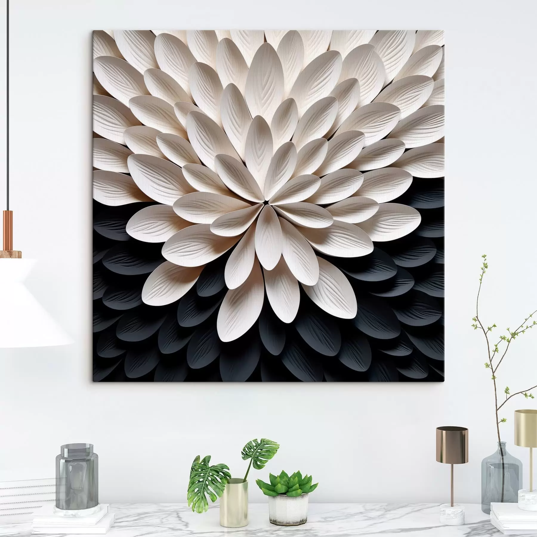 Wandbilder Abstrakte Blume aus vielen leicht geschichteten Blütenblättern s48605