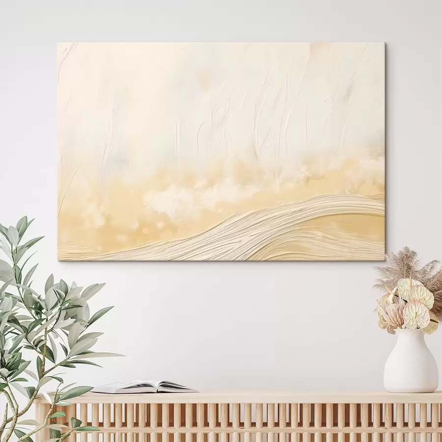 Wandbilder Abstrakte Landschaft mit sanften Wellen und hellen Farbtönen s48617