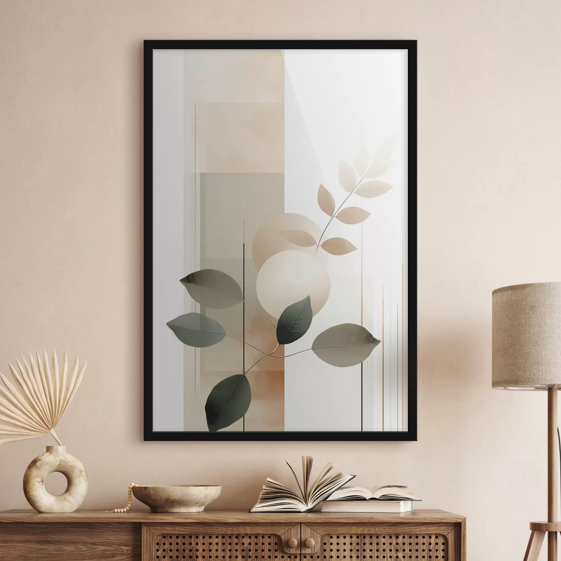 Fototapete Abstrakte botanische Blätter mit Formen f48668