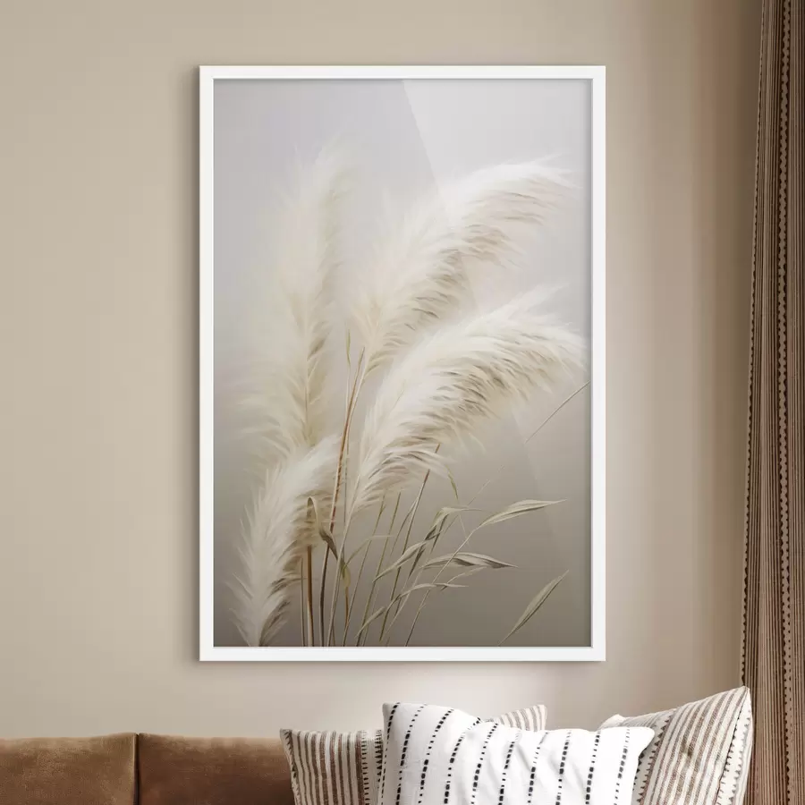 Fototapete Mehrere hohe, federartige Pampasgräser mit langen, schlanken Blättern f48724