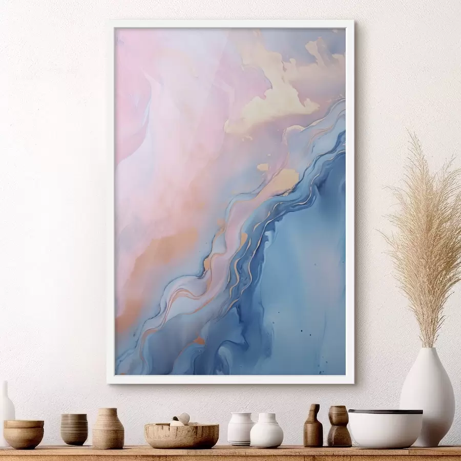 Fototapete Abstrakte, strukturierte Fluid-Art mit wirbelnden Mustern in Rosa- und Blautönen f48729