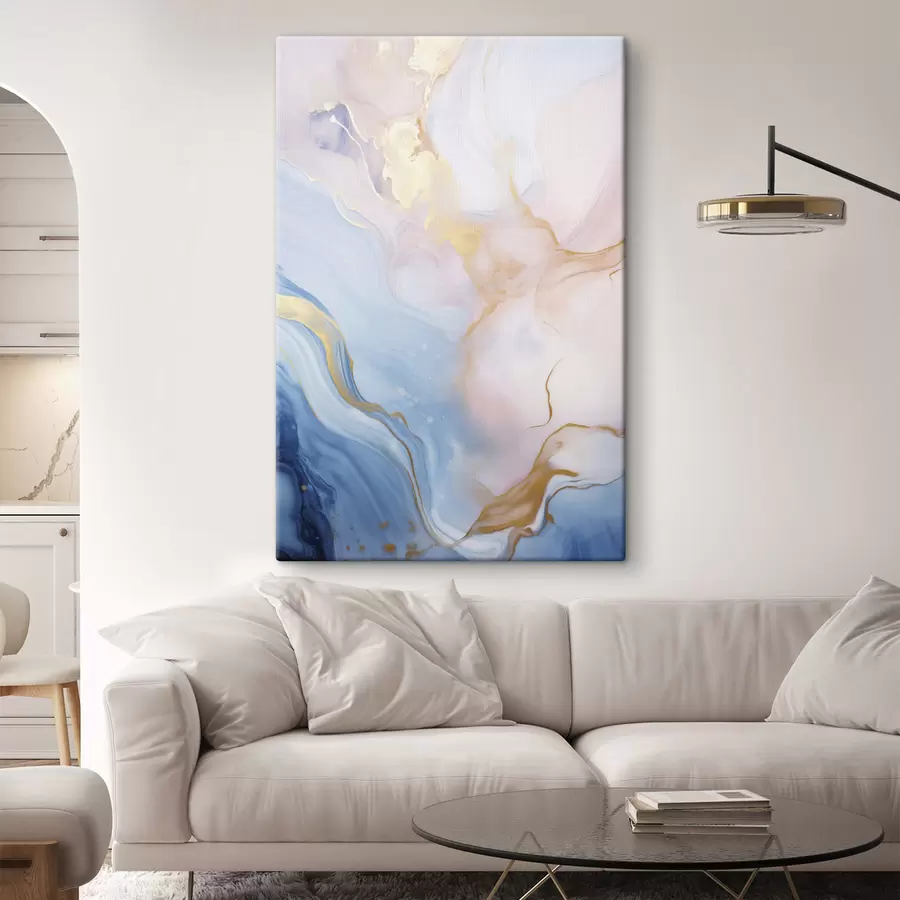 Wandbilder Abstrakte, strukturierte Fluid-Art mit wirbelnden Mustern in Rosa- und Blautönen s48730