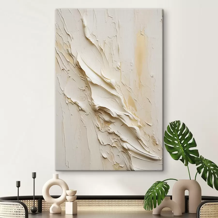 Wandbilder Strukturierte Malerei in Creme- und Beigetönen im abstrakten Stil, minimalistische Kunst s48737