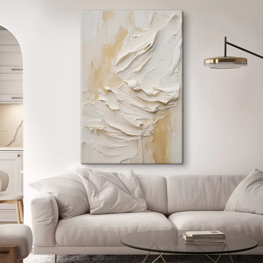 Wandbilder Strukturierte Malerei in Creme- und Beigetönen im abstrakten Stil, minimalistische Kunst s48738