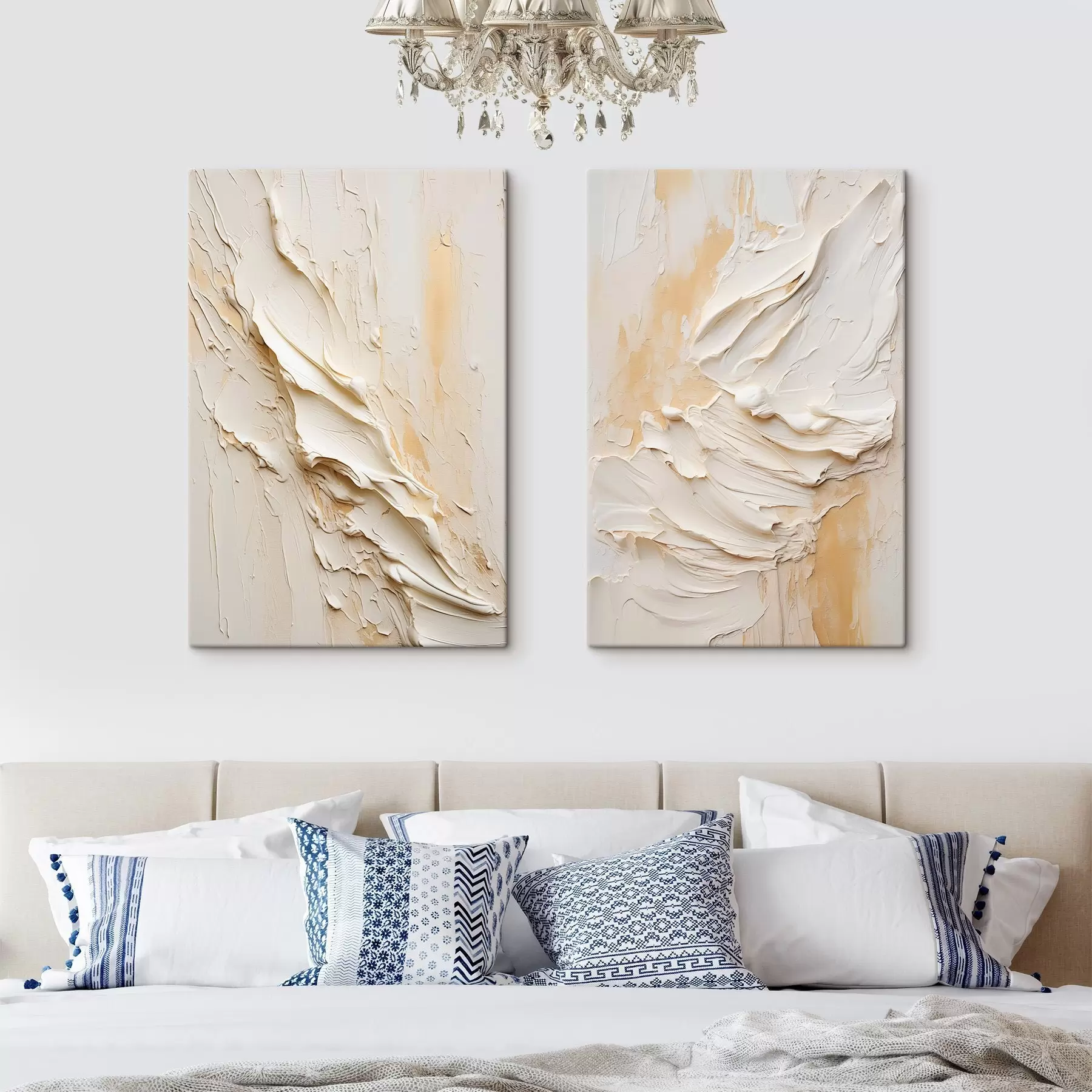 Wandbilder Strukturierte Malerei in Creme- und Beigetönen im abstrakten Stil, minimalistische Kunst m30319