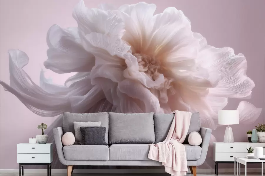 Fototapete Voluminöse Seidenblume in zarten Rosa- und Beigetönen w09809