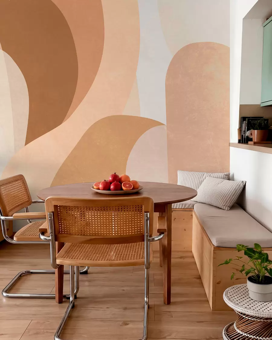 Fototapete abstrakte Kurven in Braun-, Beige- und Rotbrauntönen w05387