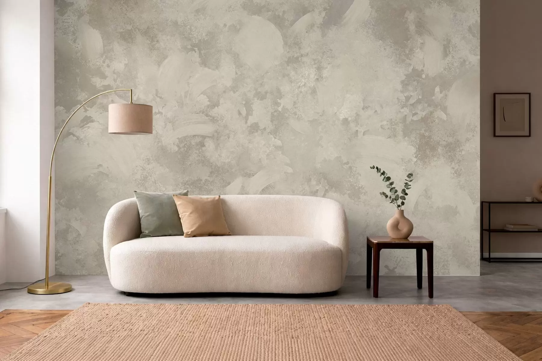 Fototapete Abstrakte Pinselstruktur im Minimalismus-Stil in Beigetönen w05160