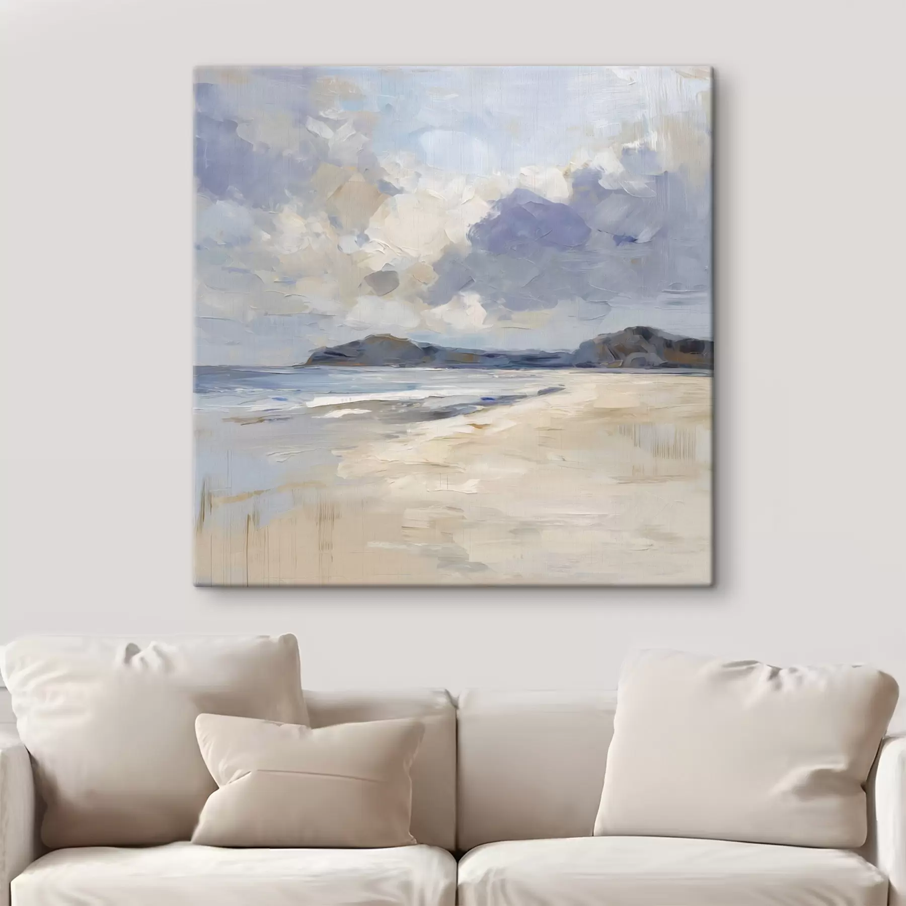Wandbilder ein malerischer Strand und Berge s48791