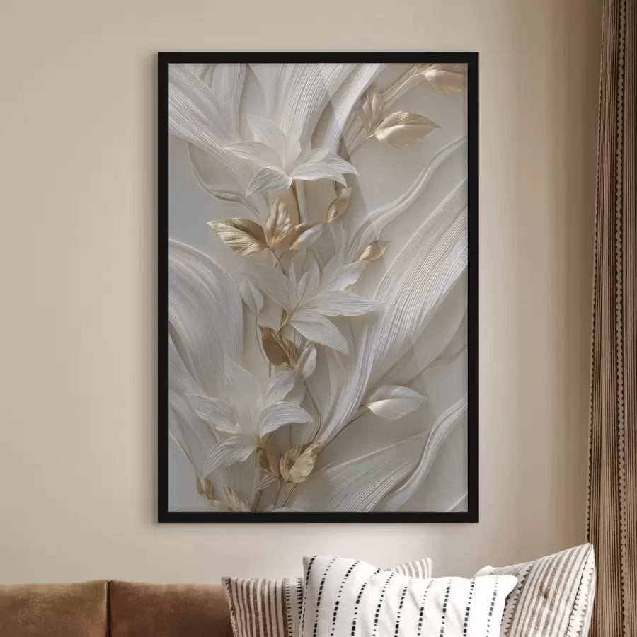 Fototapete eine exquisite Nachbildung dreidimensionaler Blätter, Texturen und Blumen f48788