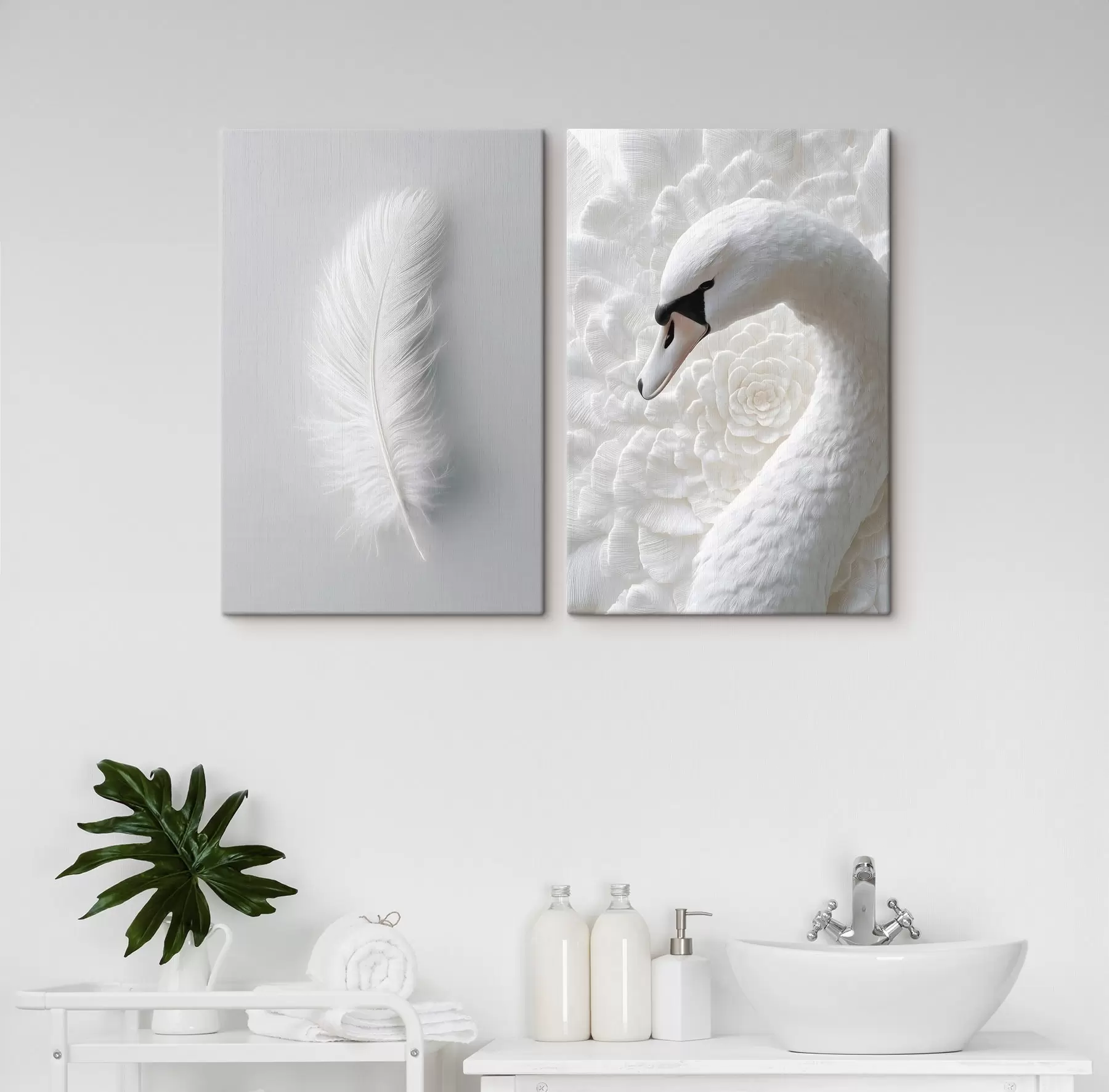 Wandbilder eine Feder und ein Schwan m30331