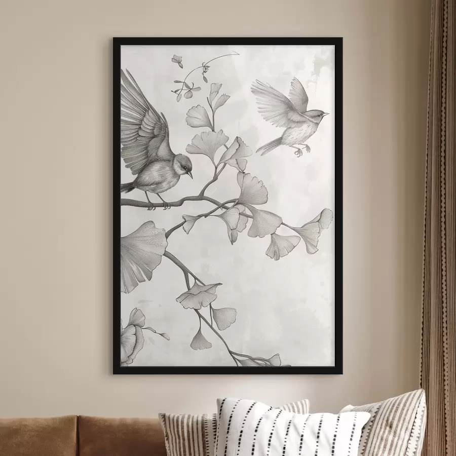 Fototapete Vögel auf Ästen f48906