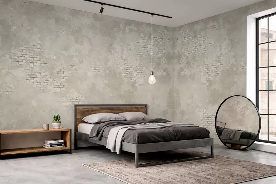 Fototapete Leichter Putz im Grunge-Stil mit freiliegenden Ziegelstellen w05161v1