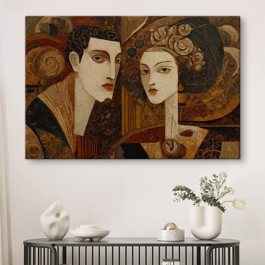 Wandbilder Paar im Mosaikstil, abstraktes Porträt s48933