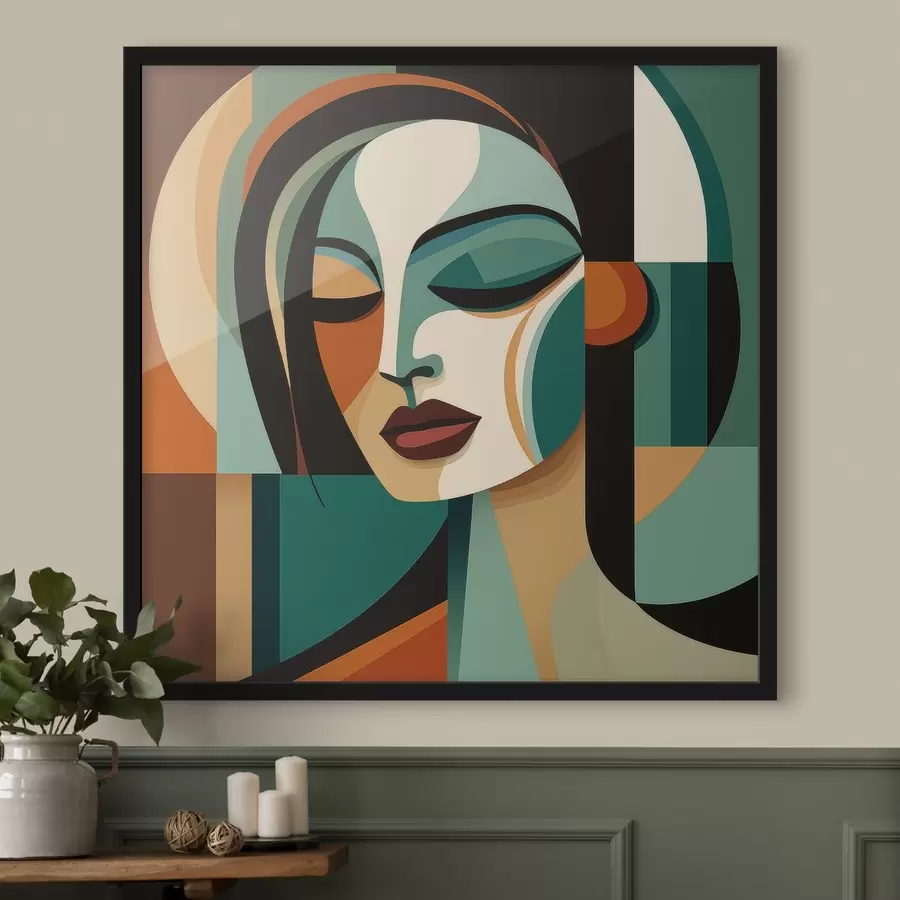 Fototapete Frauenporträt im geometrischen Stil f48952