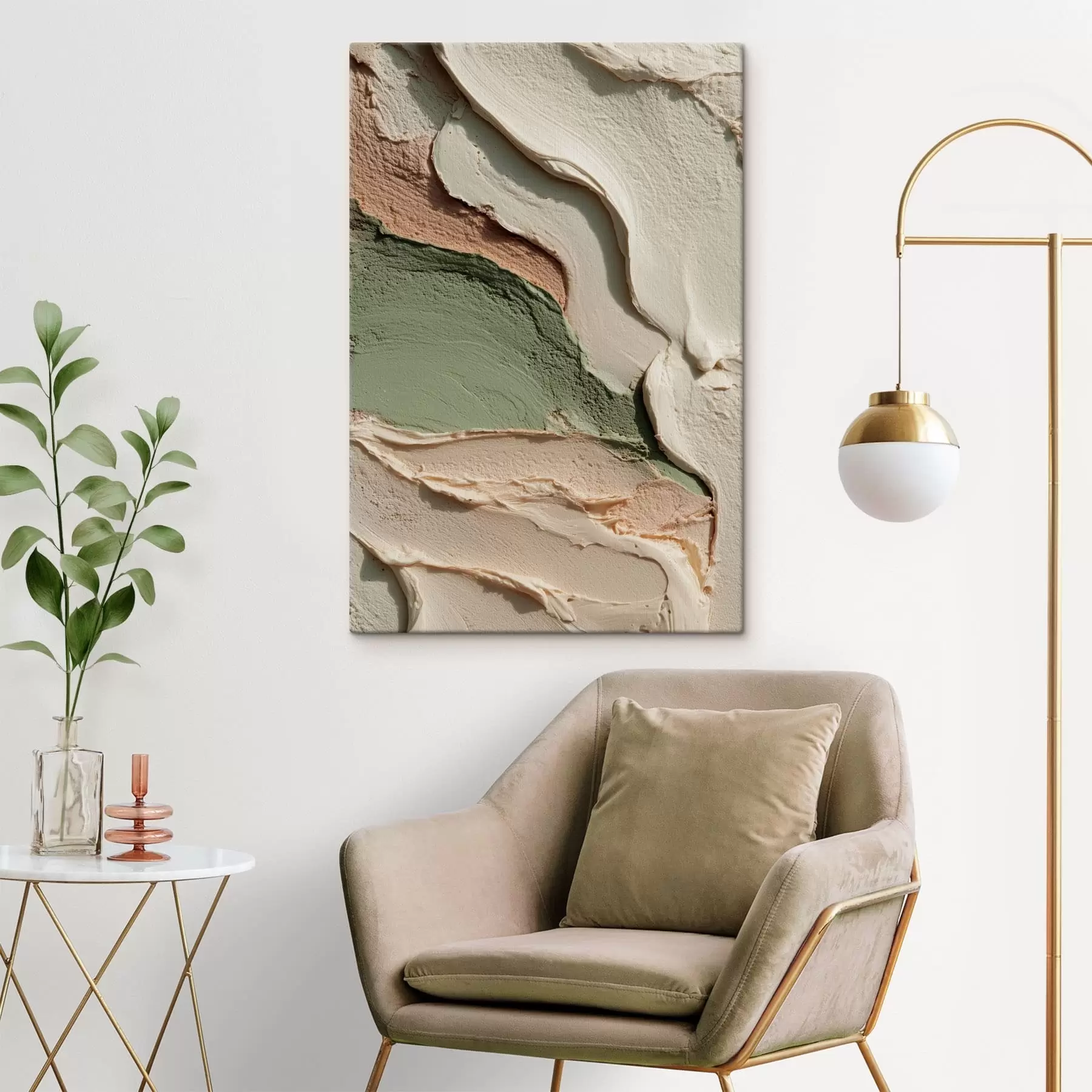 Wandbilder Abstrakte Pinselstriche im Impasto-Stil in natürlichen Farbtönen s48798