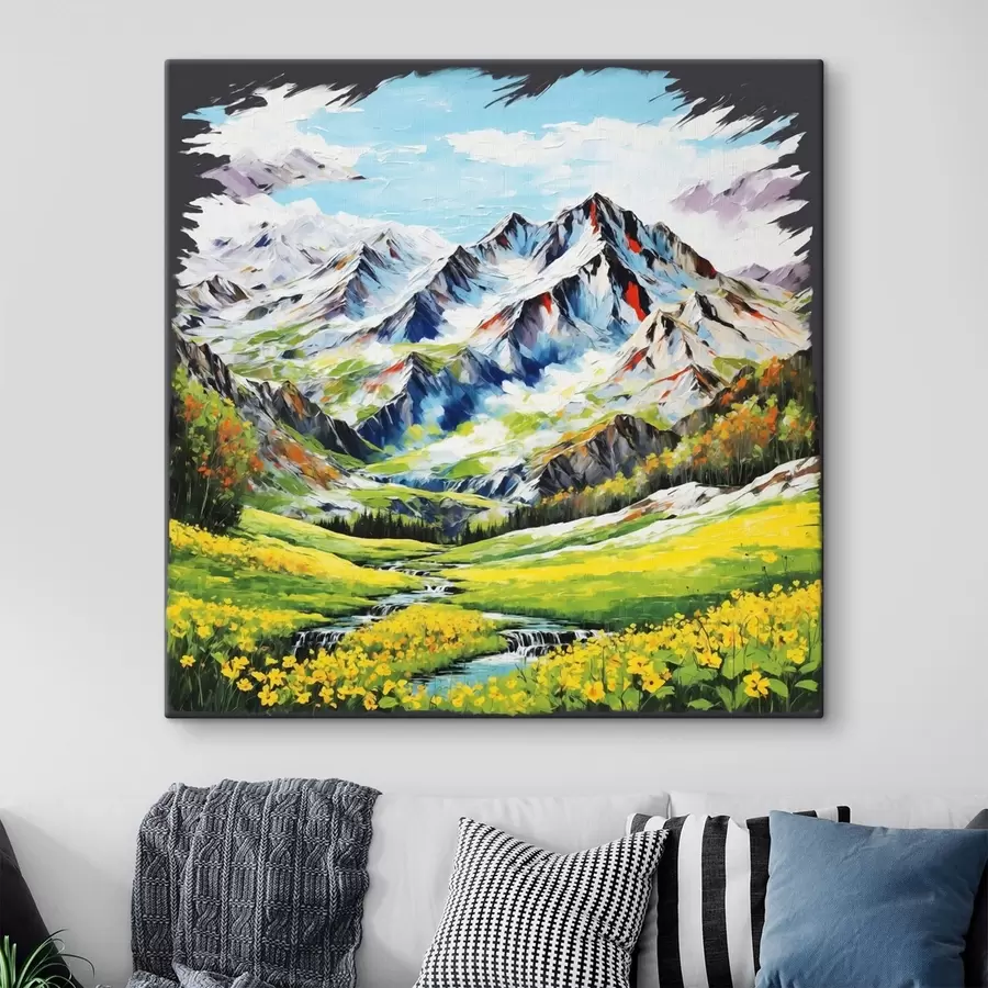 Wandbilder Modernistische Berglandschaft mit kühnen Pinselstrichen s48817