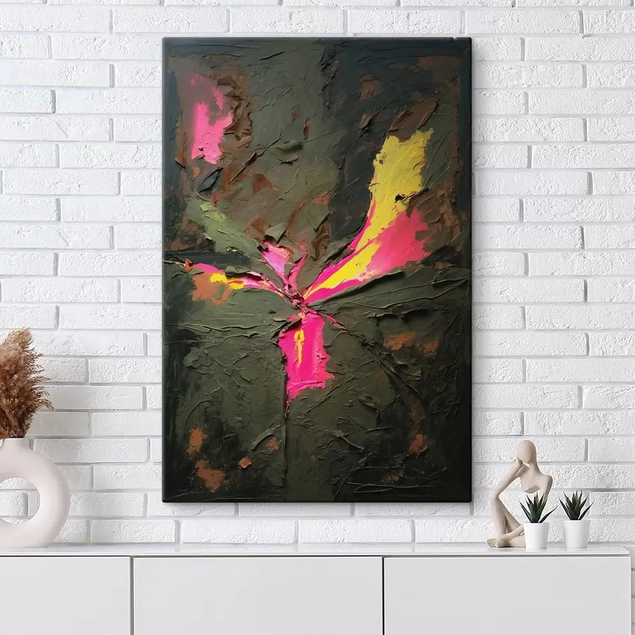 Wandbilder Zusammenfassung: Strukturierte Komposition im Impasto-Stil mit lebhaften Akzenten s48826