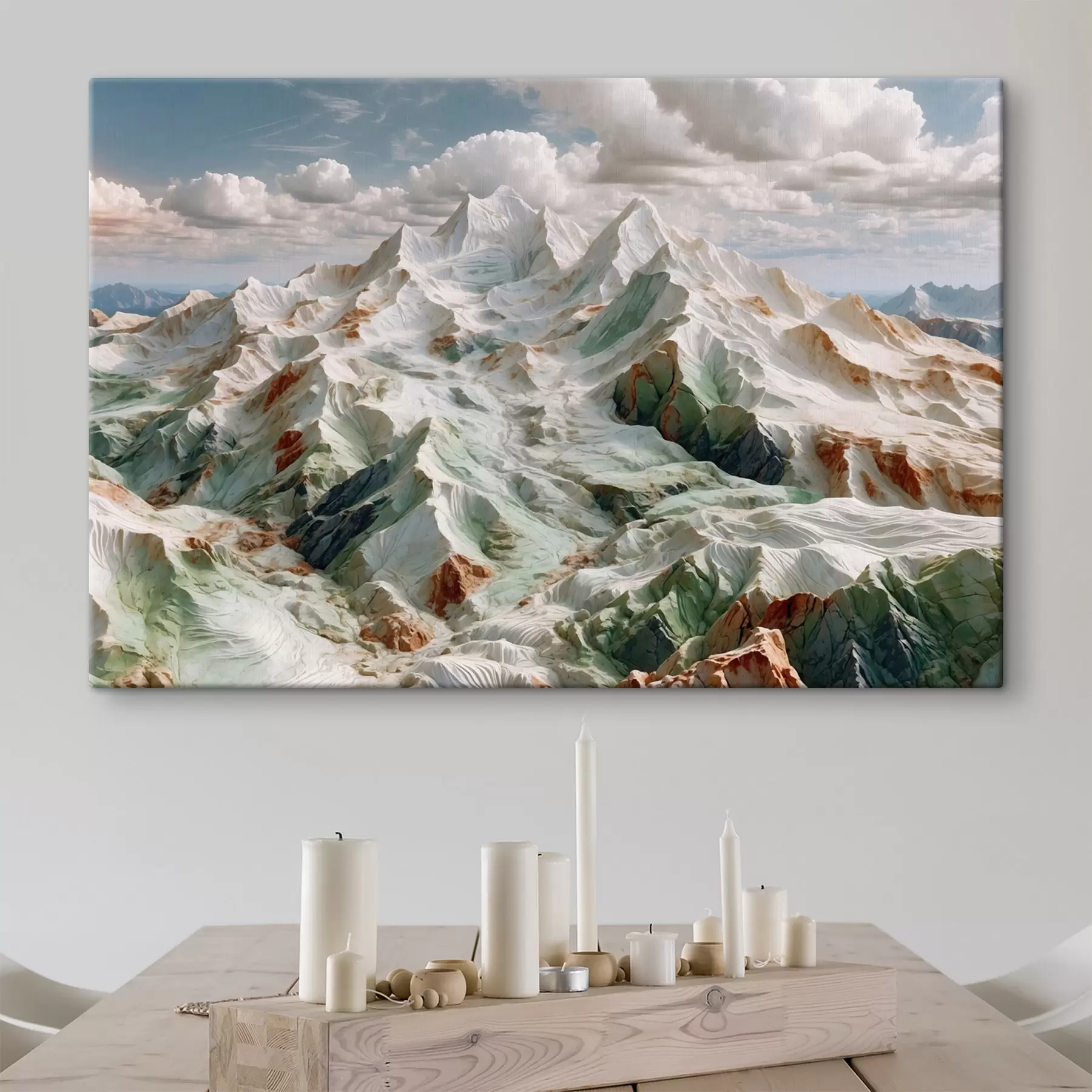 Wandbilder Berglandschaft mit weichen Formen und Wolken s48833