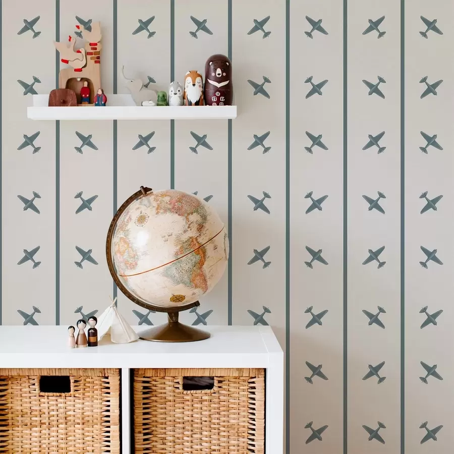 Fototapete Flugzeuge mit Streifenmuster und blauen Akzenten a01169