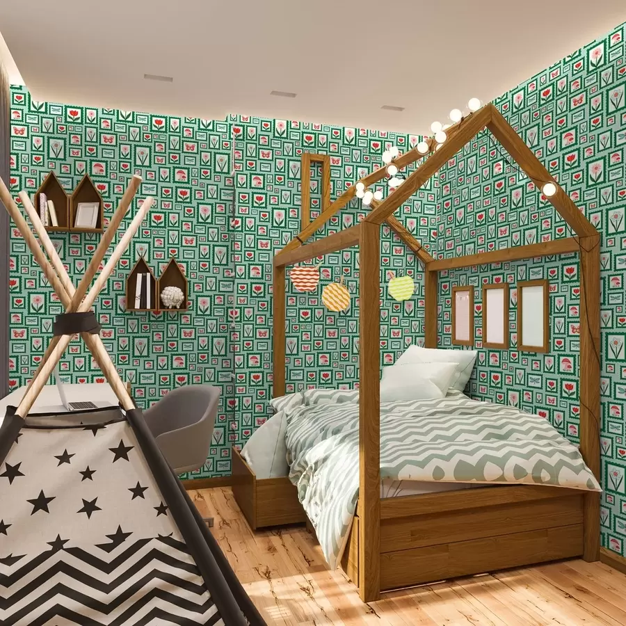 Fototapete Gerahmte Illustrationen mit grünem Rand a01176v1