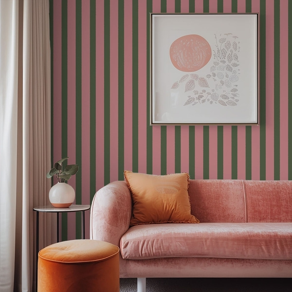 Fototapeten Rosa und grüne Längsstreifen, Tapeten Geometrie, Tapeten Streifen, a01180v2 : Uwalls.at