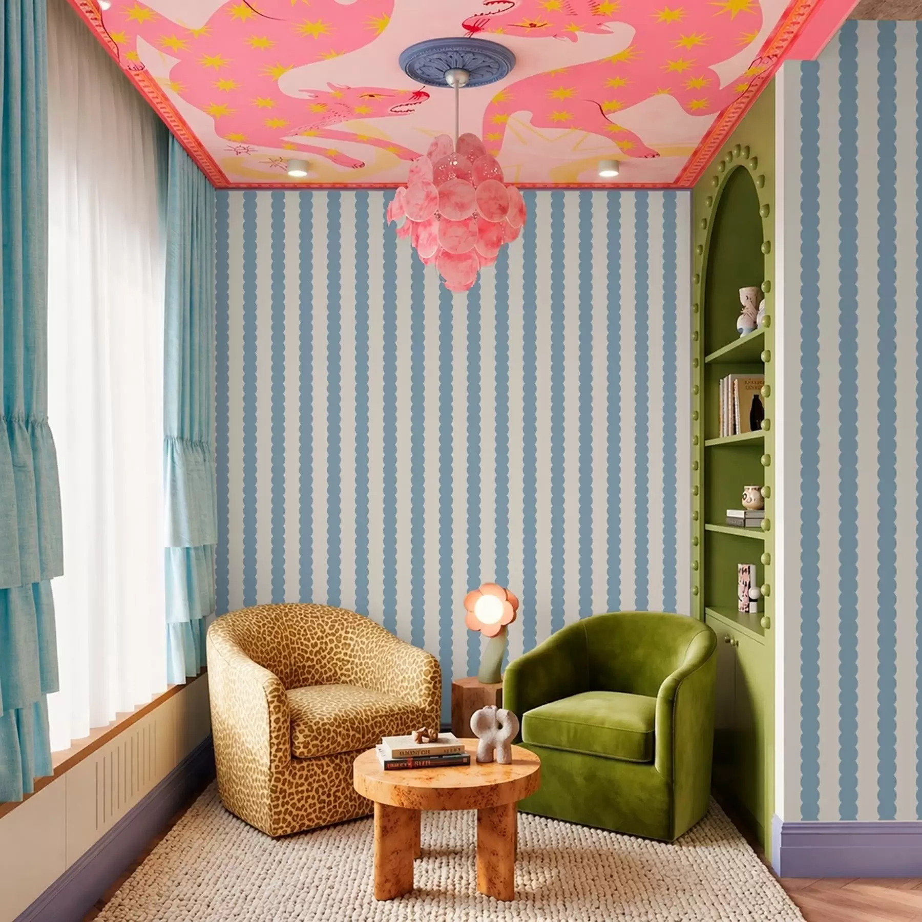 Fototapete Blaue Wellenstreifen im minimalistischen Stil a01182