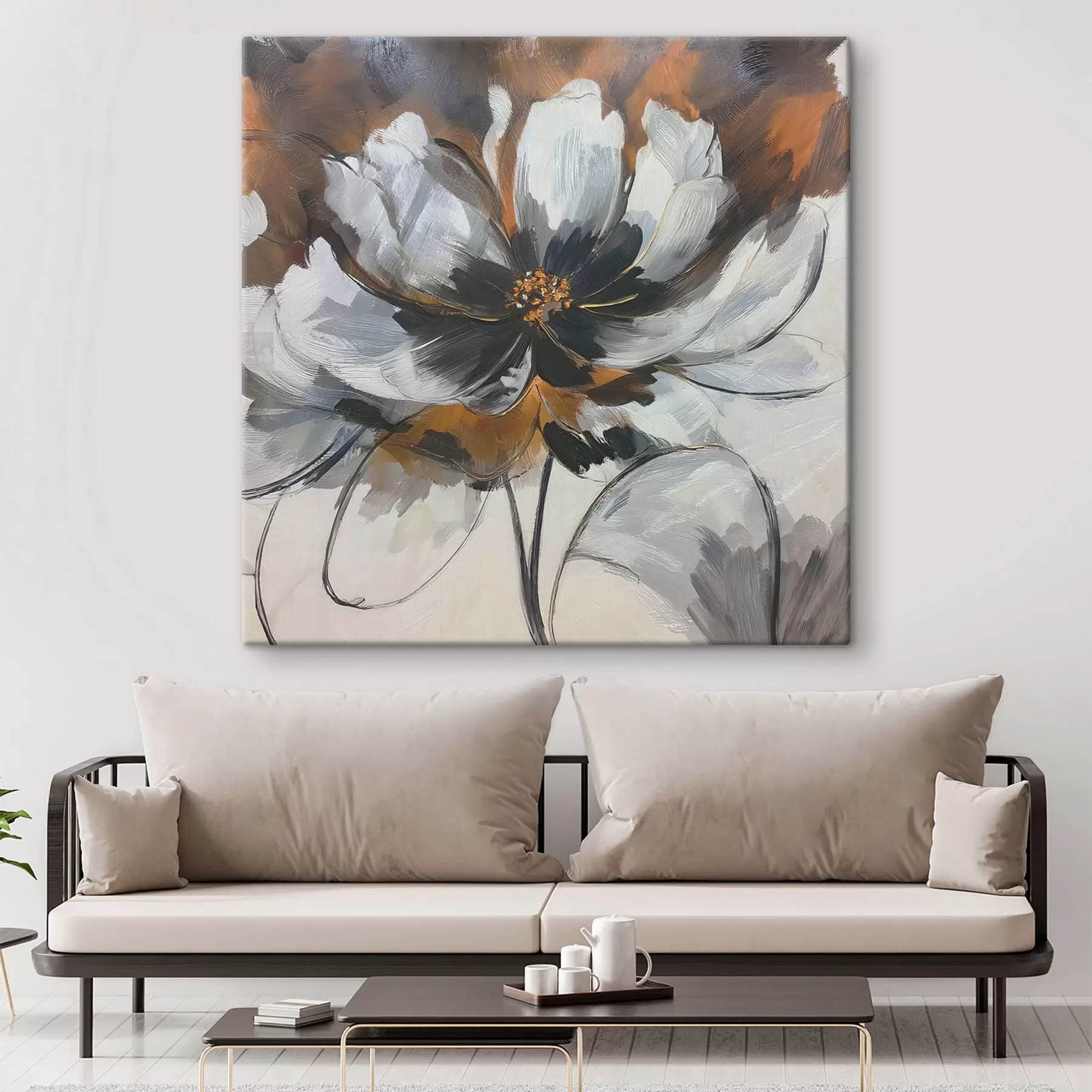 Wandbilder Abstraktion mit einer Blume s48696