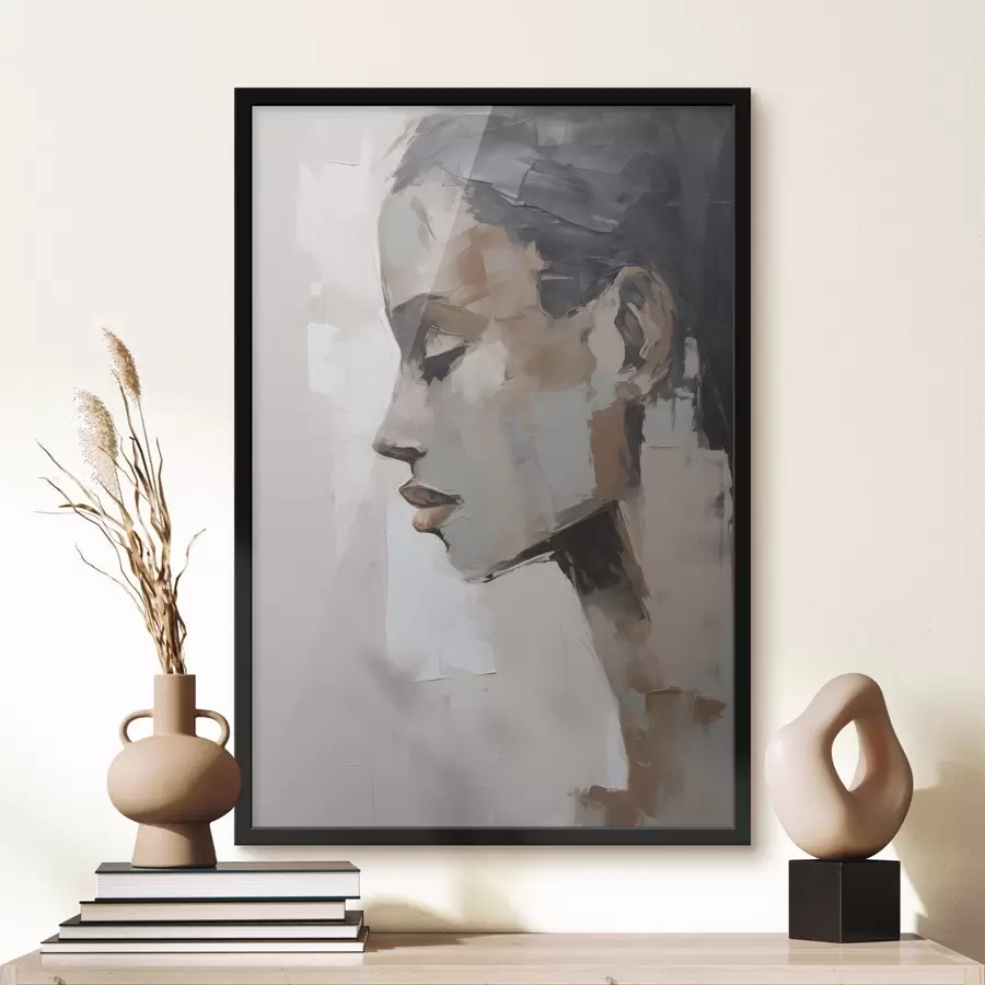 Fototapete Abstrakte weibliche Porträtimitation einer Malerei f48976
