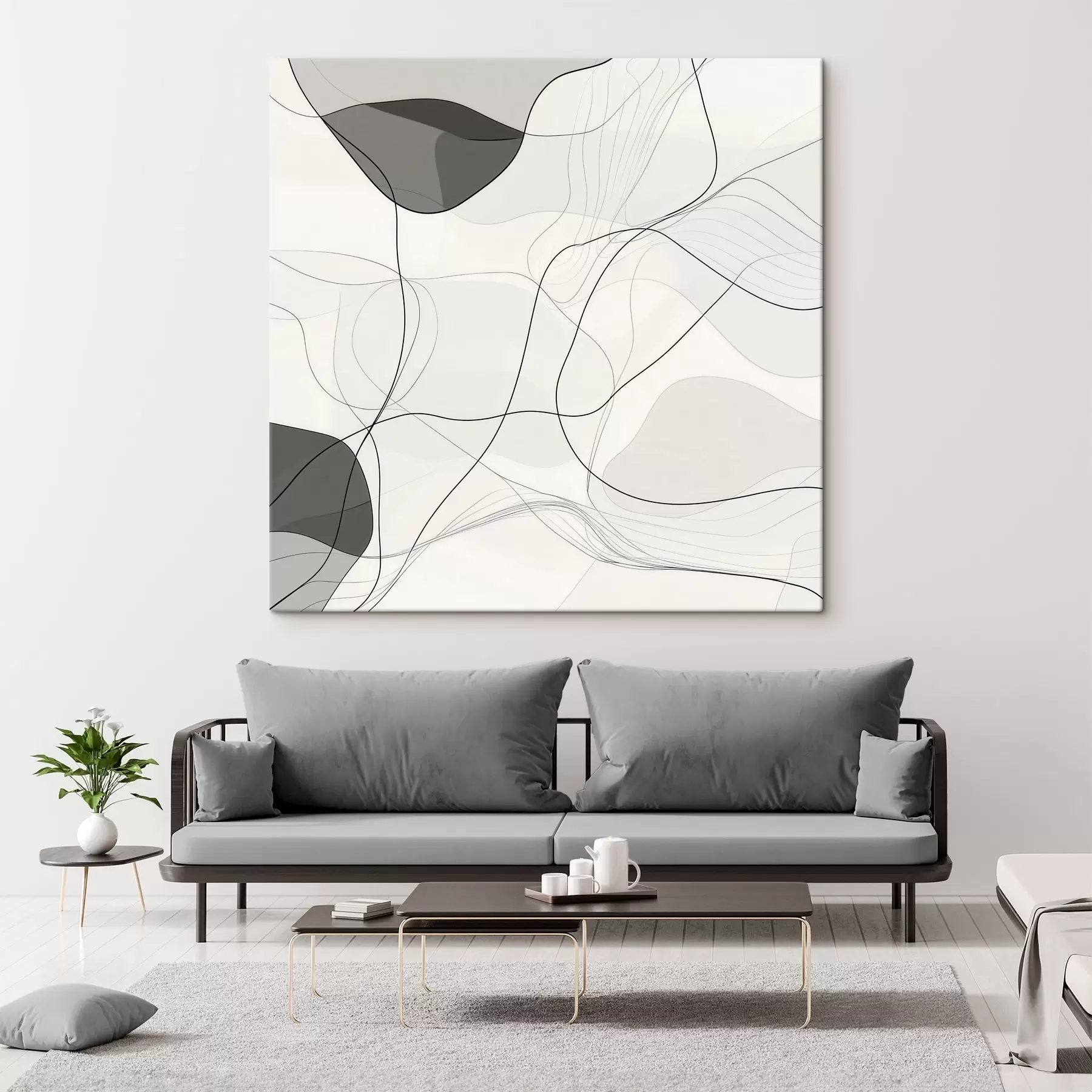 Wandbilder Minimalistische abstrakte Szene mit feinen Linien und sanften Schatten s48853