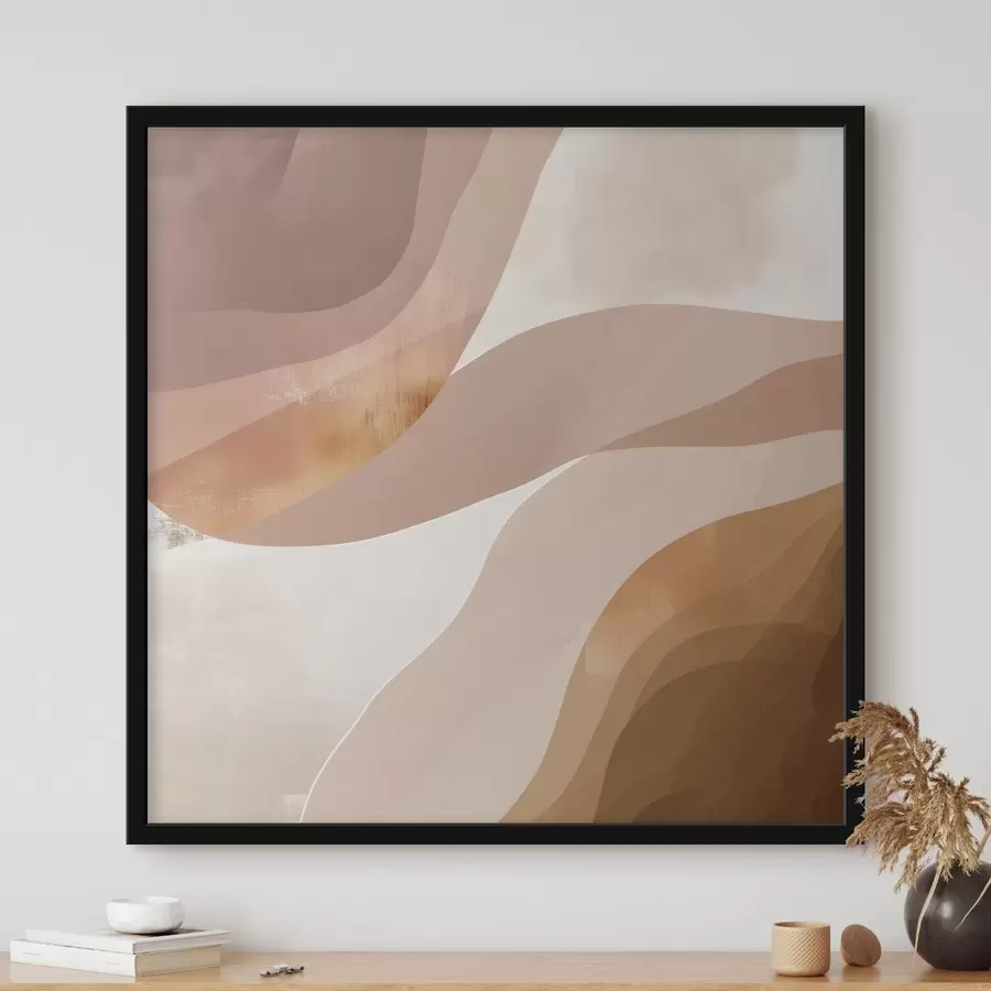 Fototapete Abstrakte, wellenförmige Formen in einer kaffeebraunen Farbpalette f48836