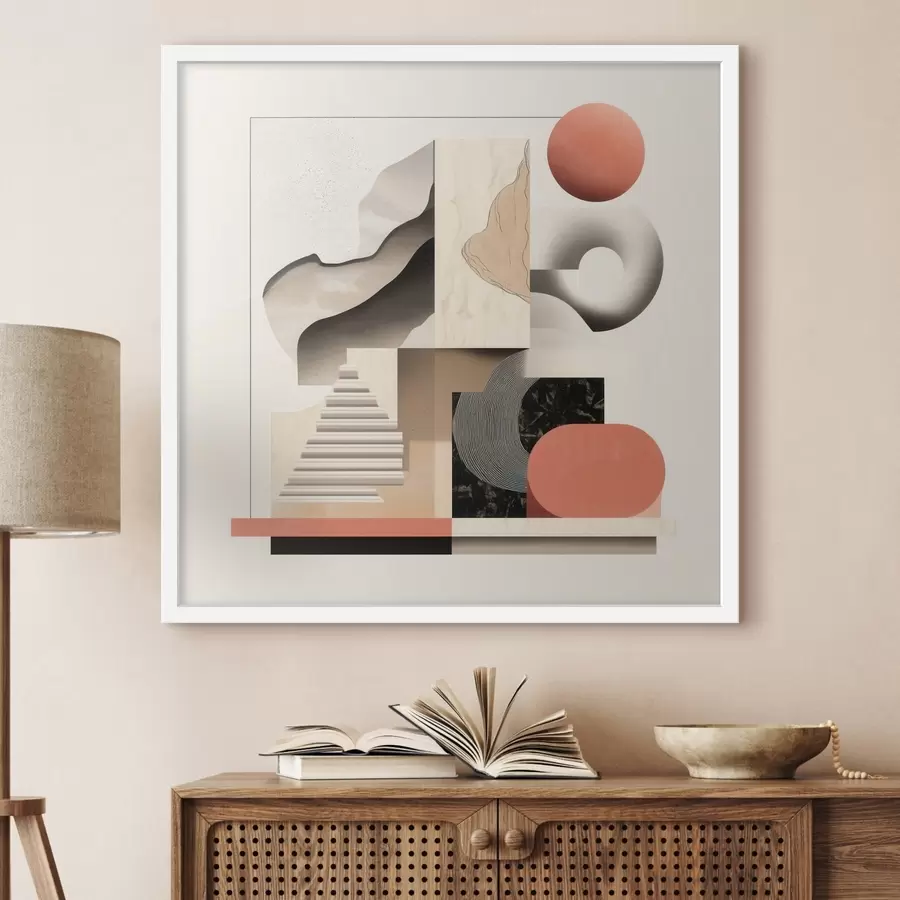 Fototapete Abstrakte Formen in einer beige-grauen Farbpalette in einem zeitgenössischen Malstil f48842