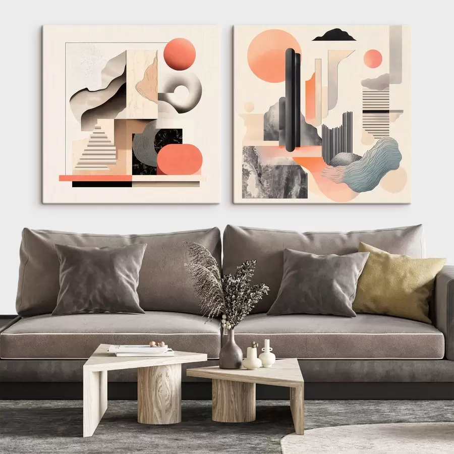 Fototapete Geometrische Abstraktion mit architektonischen Elementen im minimalistischen Stil m30348