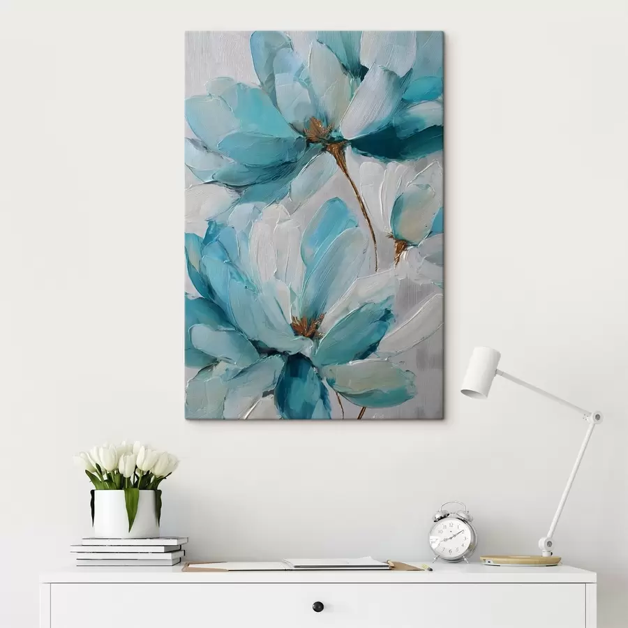 Wandbilder blaue Blumen im Impasto-Stil s48992
