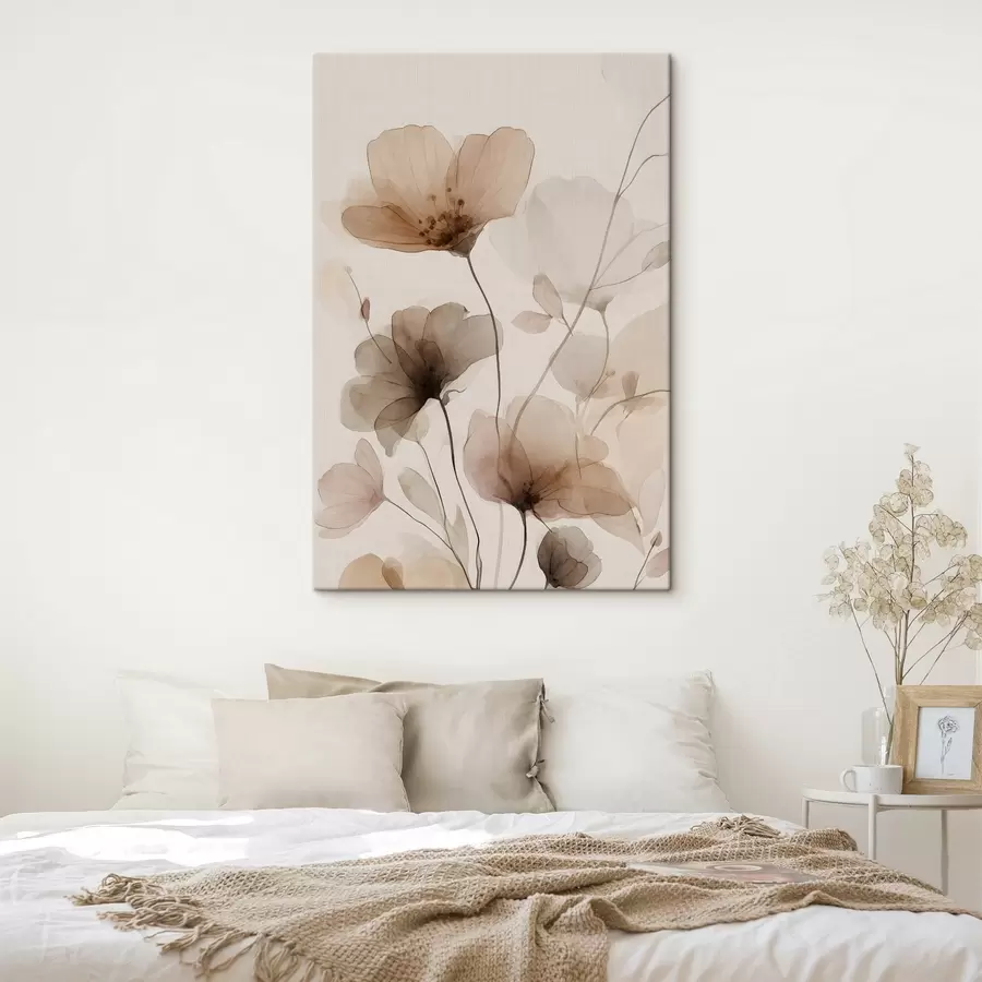Wandbilder Blumen in Aquarell in Brauntönen s49006